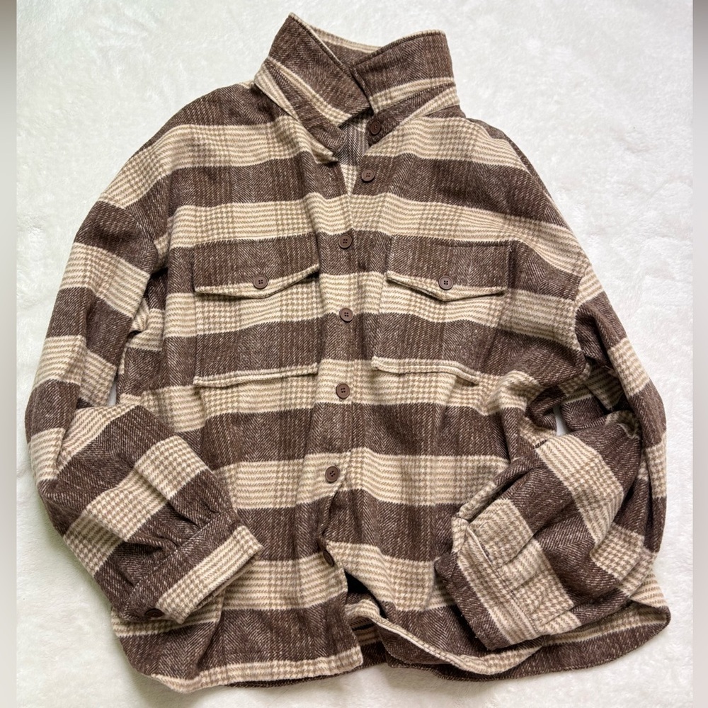 Altar’d State Brown and Tan Shacket - Size M